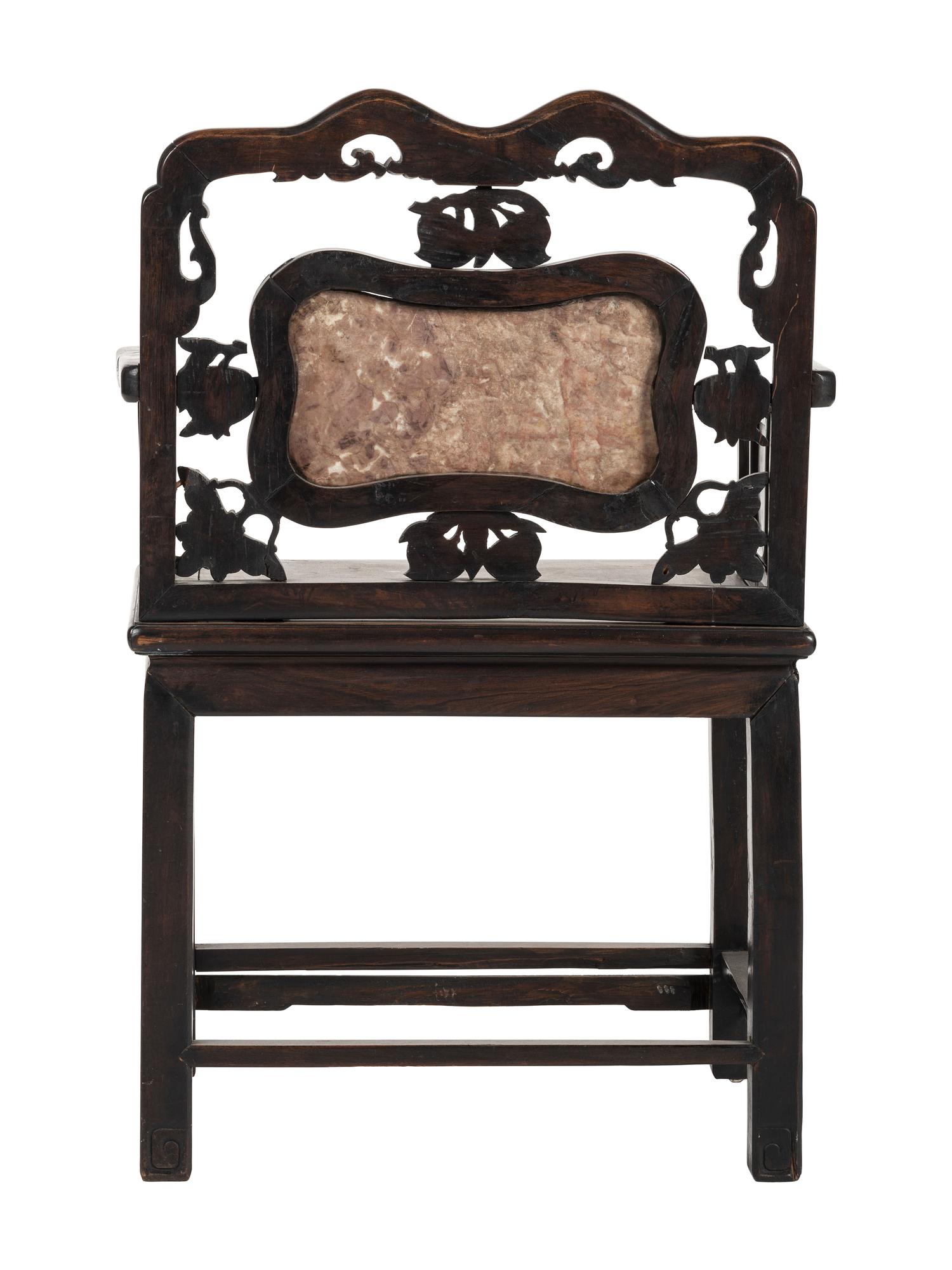 A Chinese Carved Hardwood Four-Piece Furniture Suite