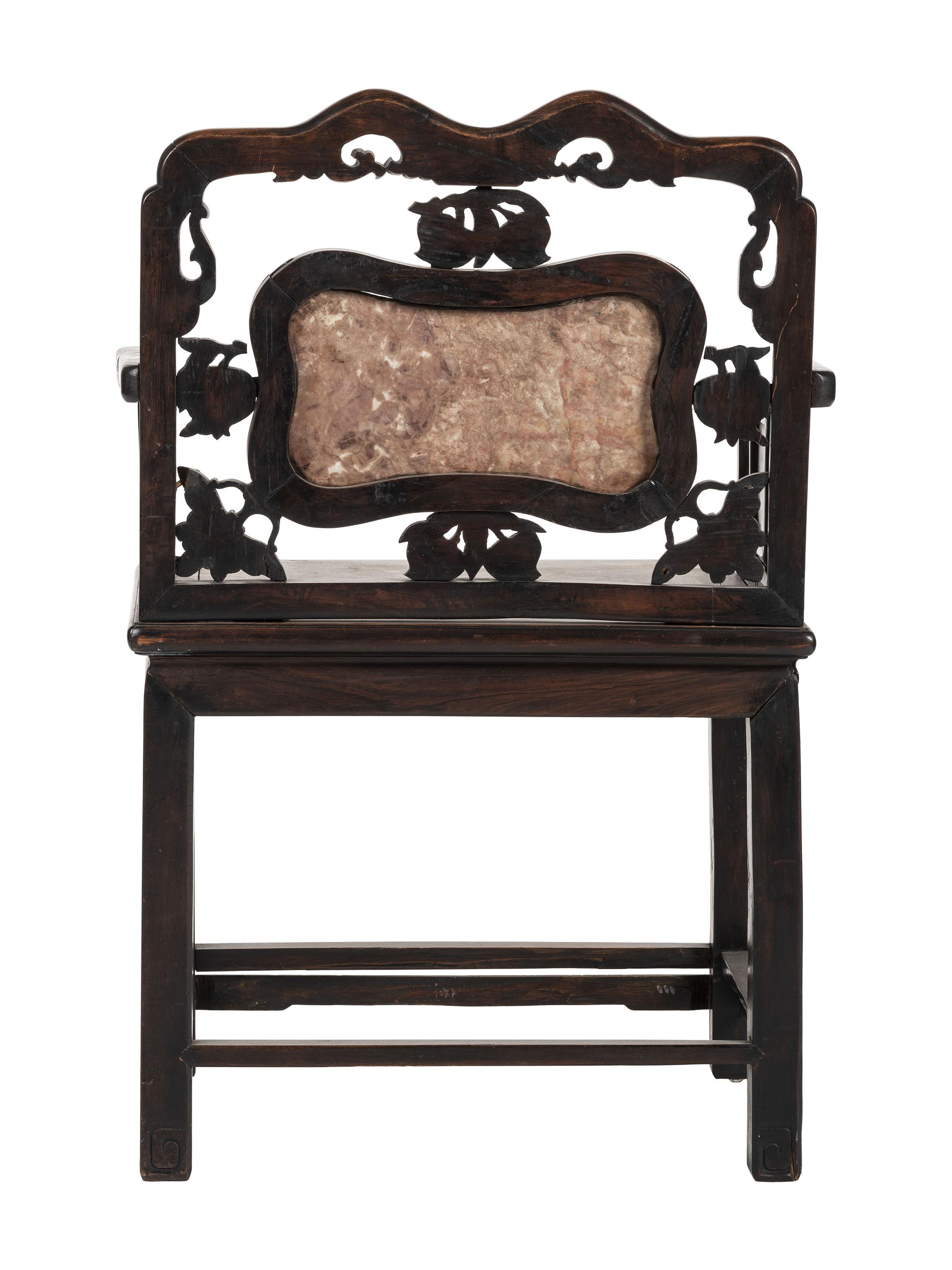A Chinese Carved Hardwood Four-Piece Furniture Suite