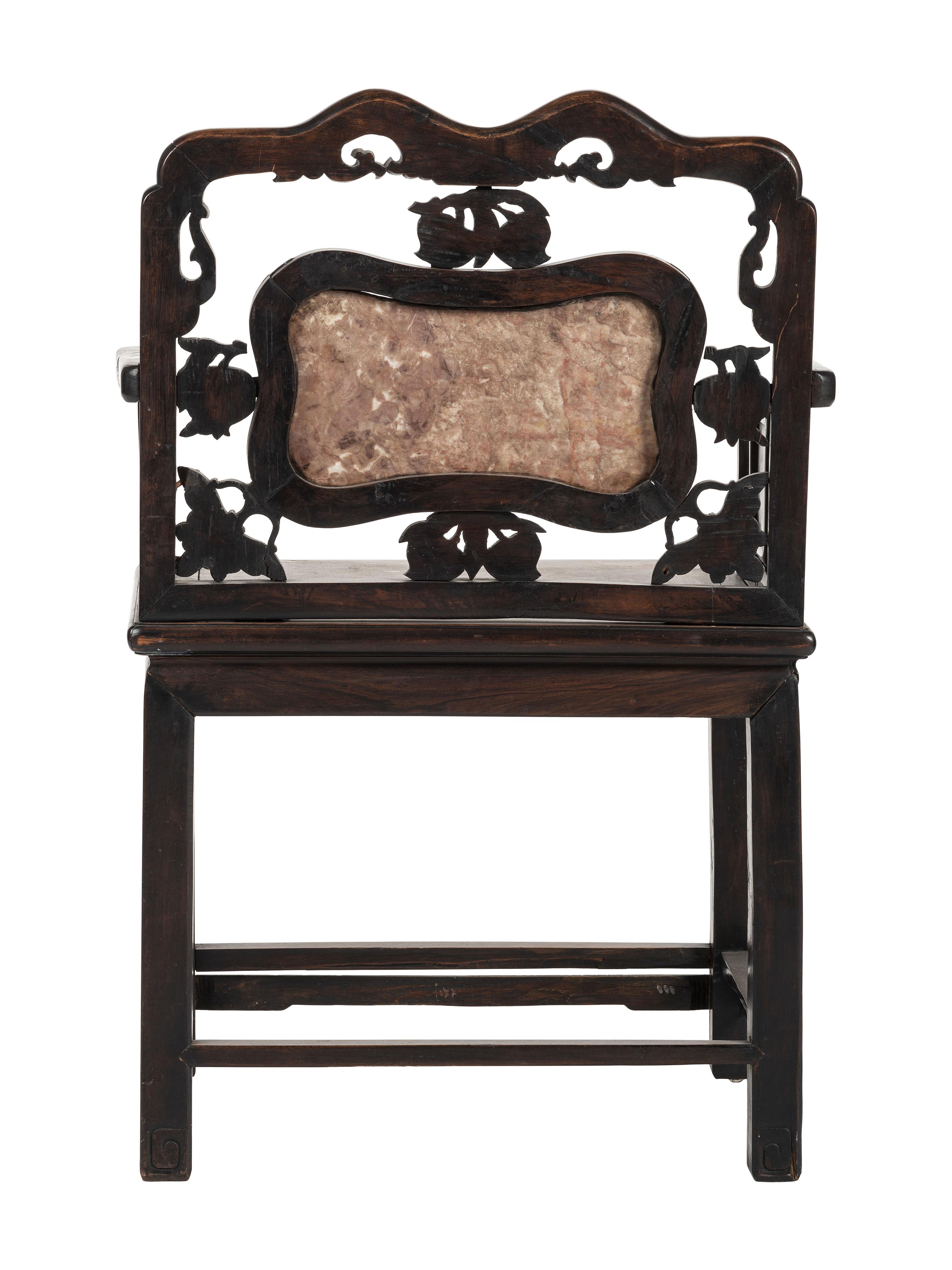 A Chinese Carved Hardwood Four-Piece Furniture Suite