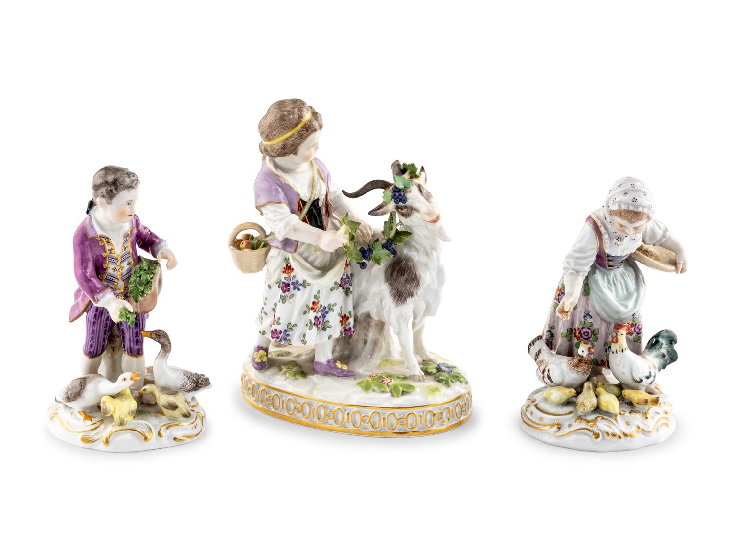 Three Meissen Porcelain Figural Groups