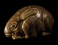 A Chinese Parcel Gilt Bronze Rabbit-Form Paper Weight