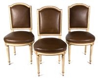 A Set of Eight Louis XVI Style Carved and Painted Side Chairs Height 38 inches. — LATE 19TH CENTURY