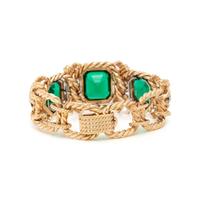 DAVID WEBB, YELLOW GOLD, DIAMOND AND GREEN GLASS BRACELET