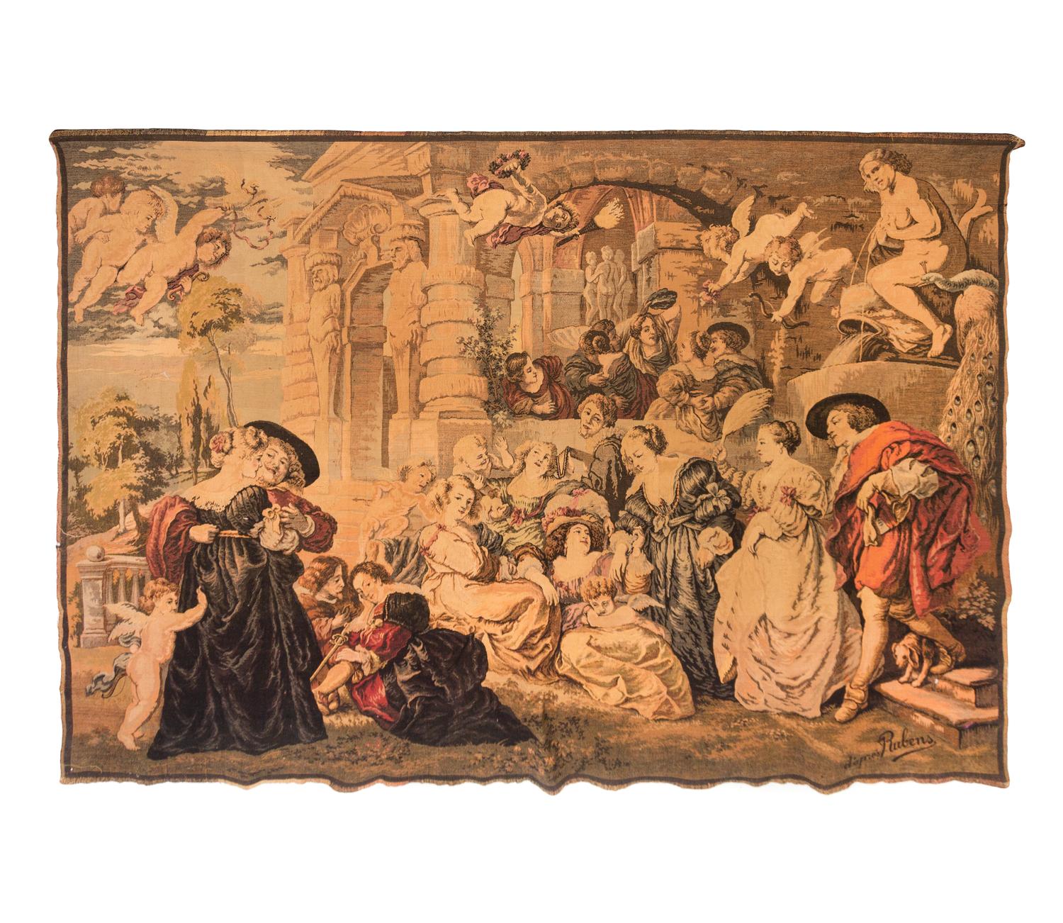 A Continental Wool Tapestry After Rubens