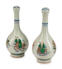 A Pair of Chinese Famille Verte Porcelain Vases
