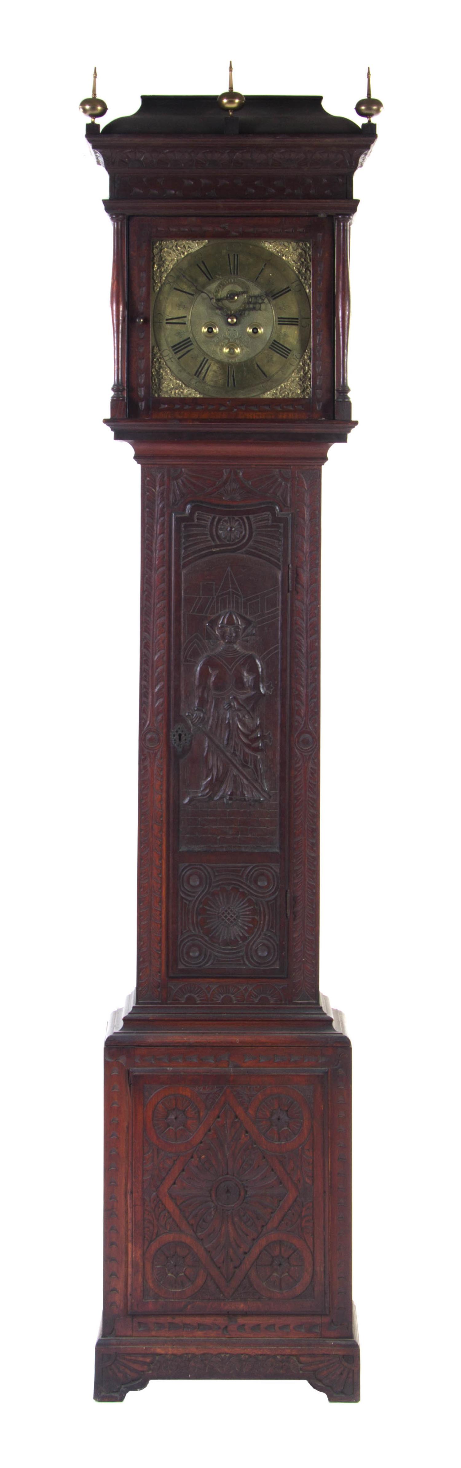 An English Oak Tall Case Clock, MORGAN LOWRY, Height 93 inches. — MORGAN LOWRY,