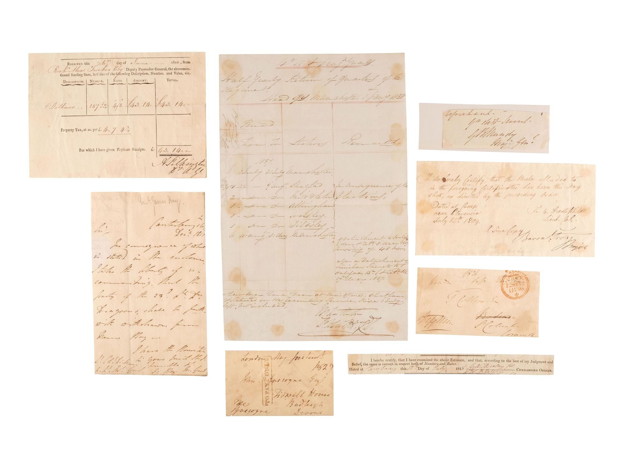 [COLONIAL] - [OLIVER, Andrew Jr. (1731-1799)]. A group of documents signed by Loyalists, including Massachusetts judge Andrew Oliver, Jr., and Maryland attorney Daniel Dulany.