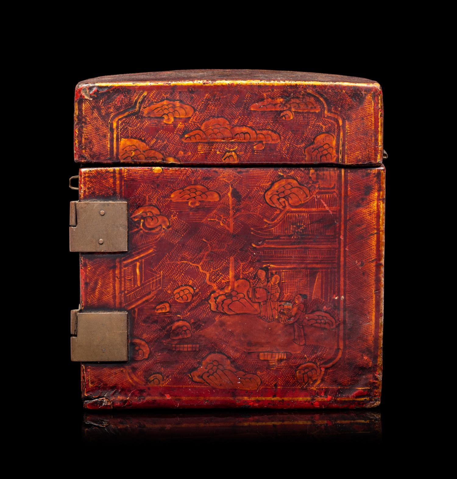 A Chinese Red Lacquered Wood Document Box