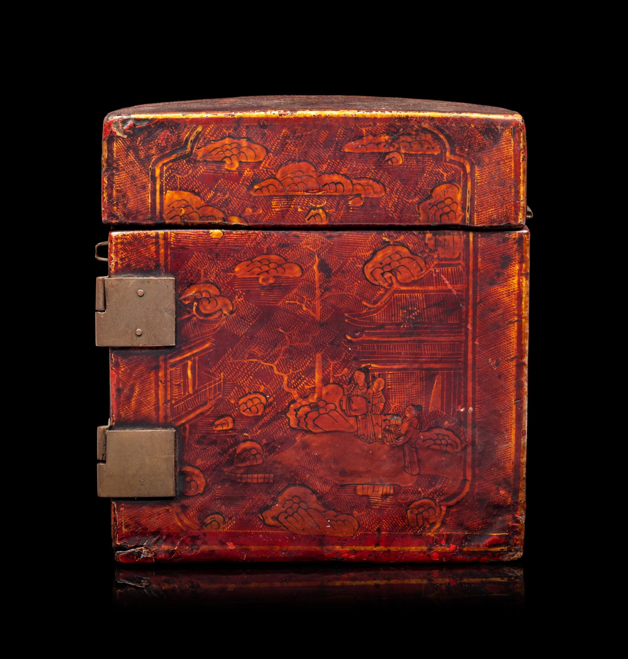 A Chinese Red Lacquered Wood Document Box