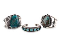 Navajo Silver and Turquoise Cuff Bracelets
