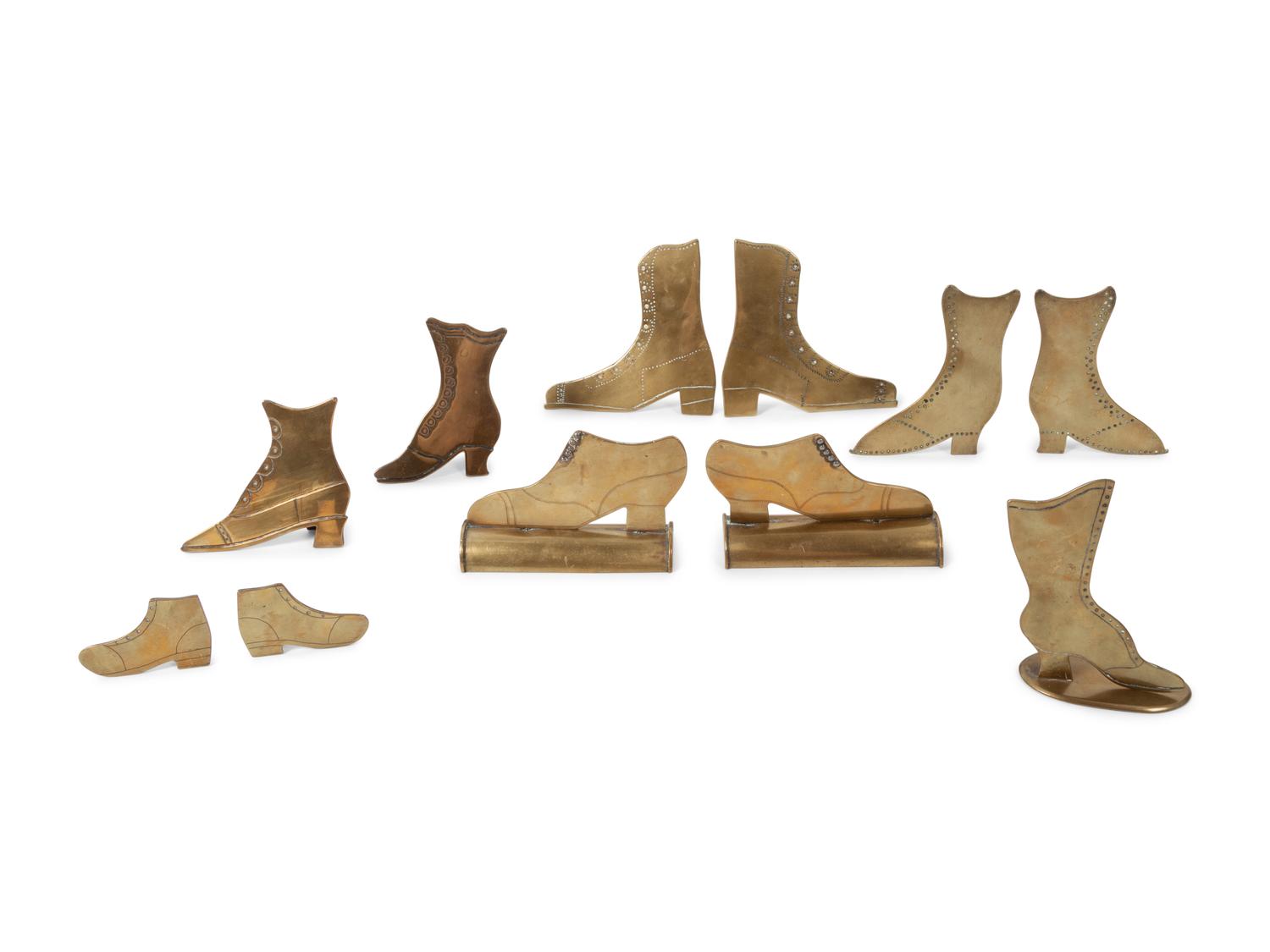 A Collection of Victorian Brass Boot Table Settings