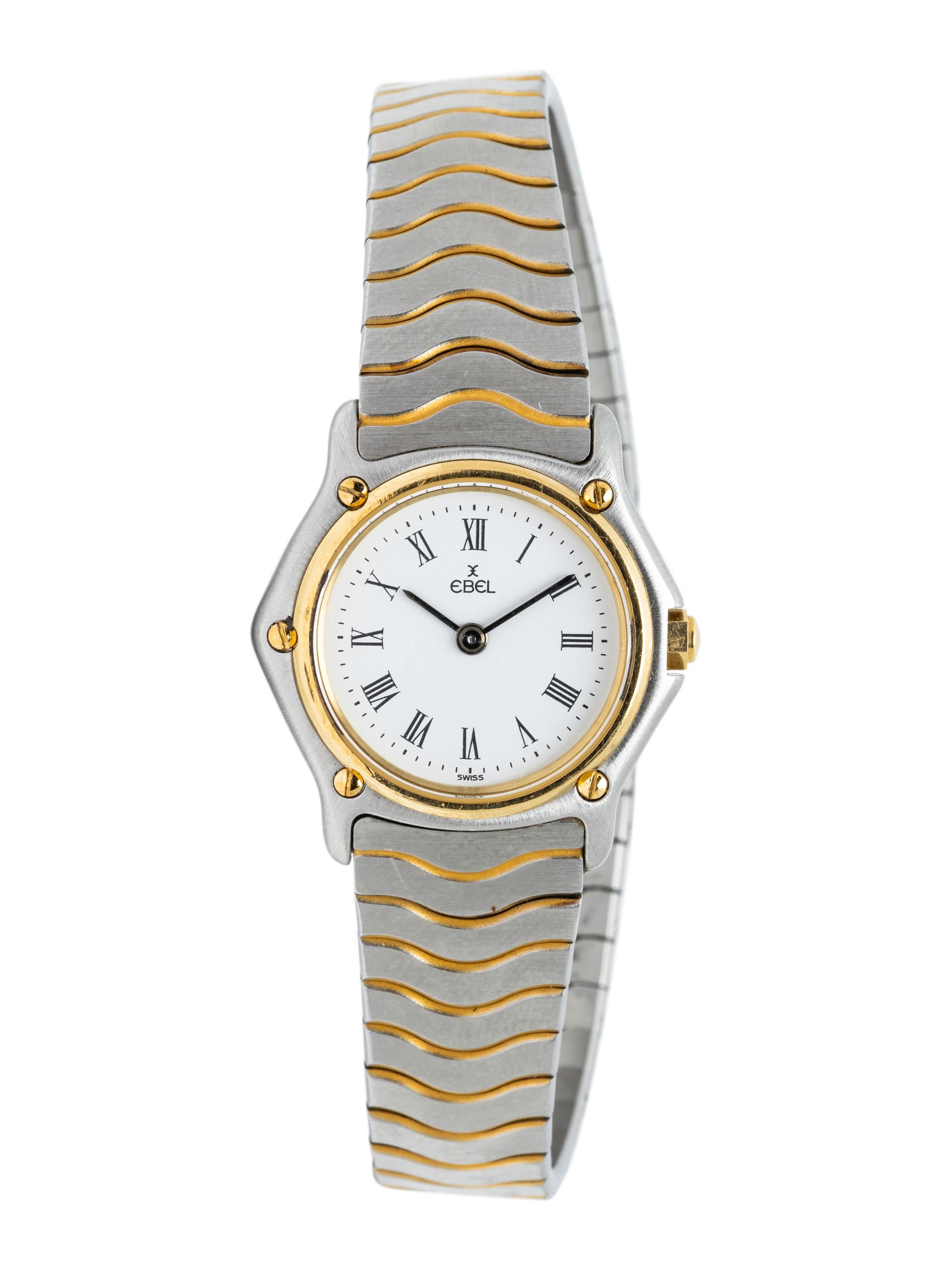 EBEL, REF. 166901 CLASSIC WAVE STAINLESS STEEL AND 18K GOLD WATCH