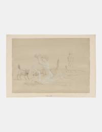 Drawing #9 for the oil "Night-time Festivities at the Contessa Sanseverini's" (Combat Consummating), 1966