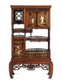 A Victorian Japonesque Carved and Inlaid Cabinet