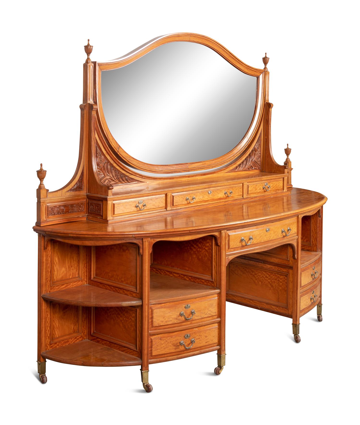An Edwardian Satinwood Dressing Table and Mirror