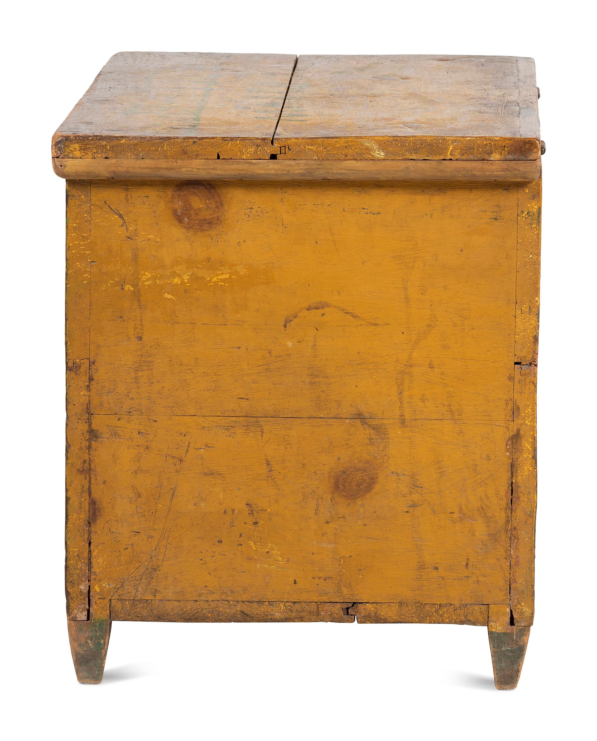A Yellow and Green Painted Pine Blanket Chest, 19th Century