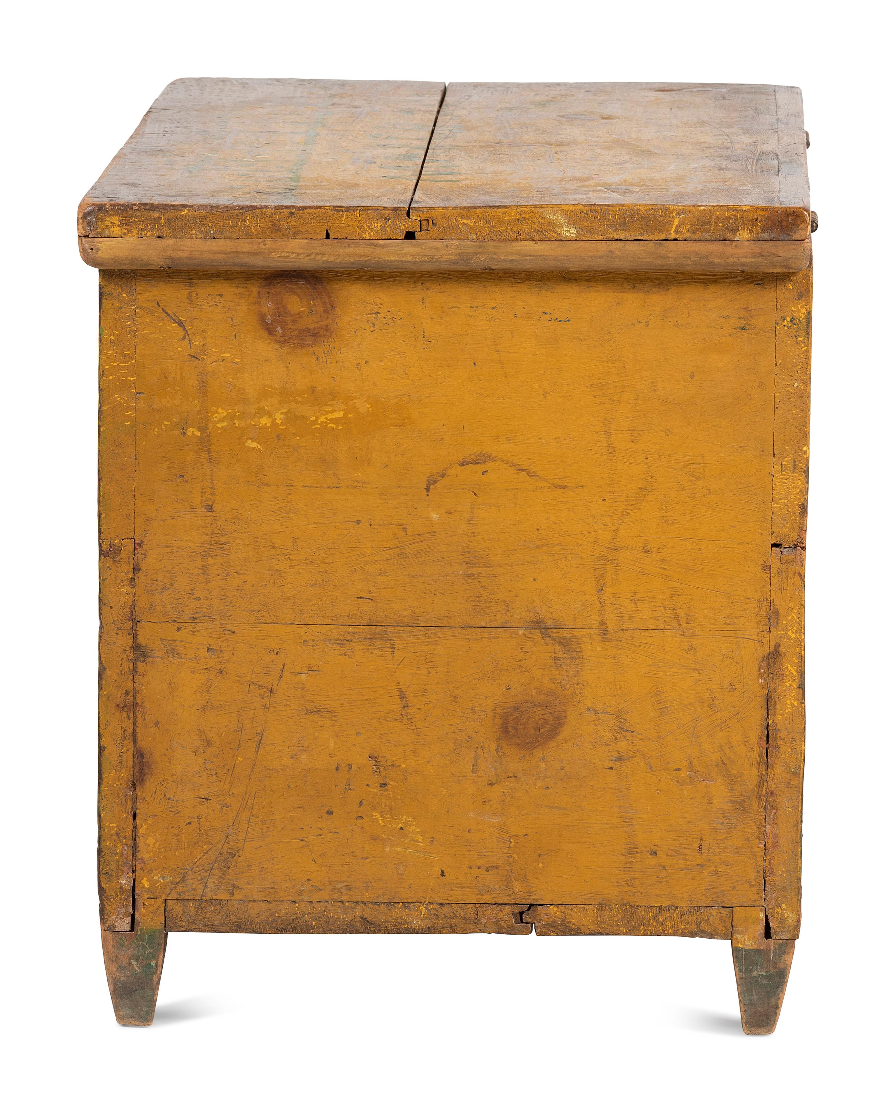 A Yellow and Green Painted Pine Blanket Chest, 19th Century