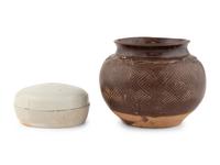Two Chinese Glazed Porcelain and Stoneware Articles