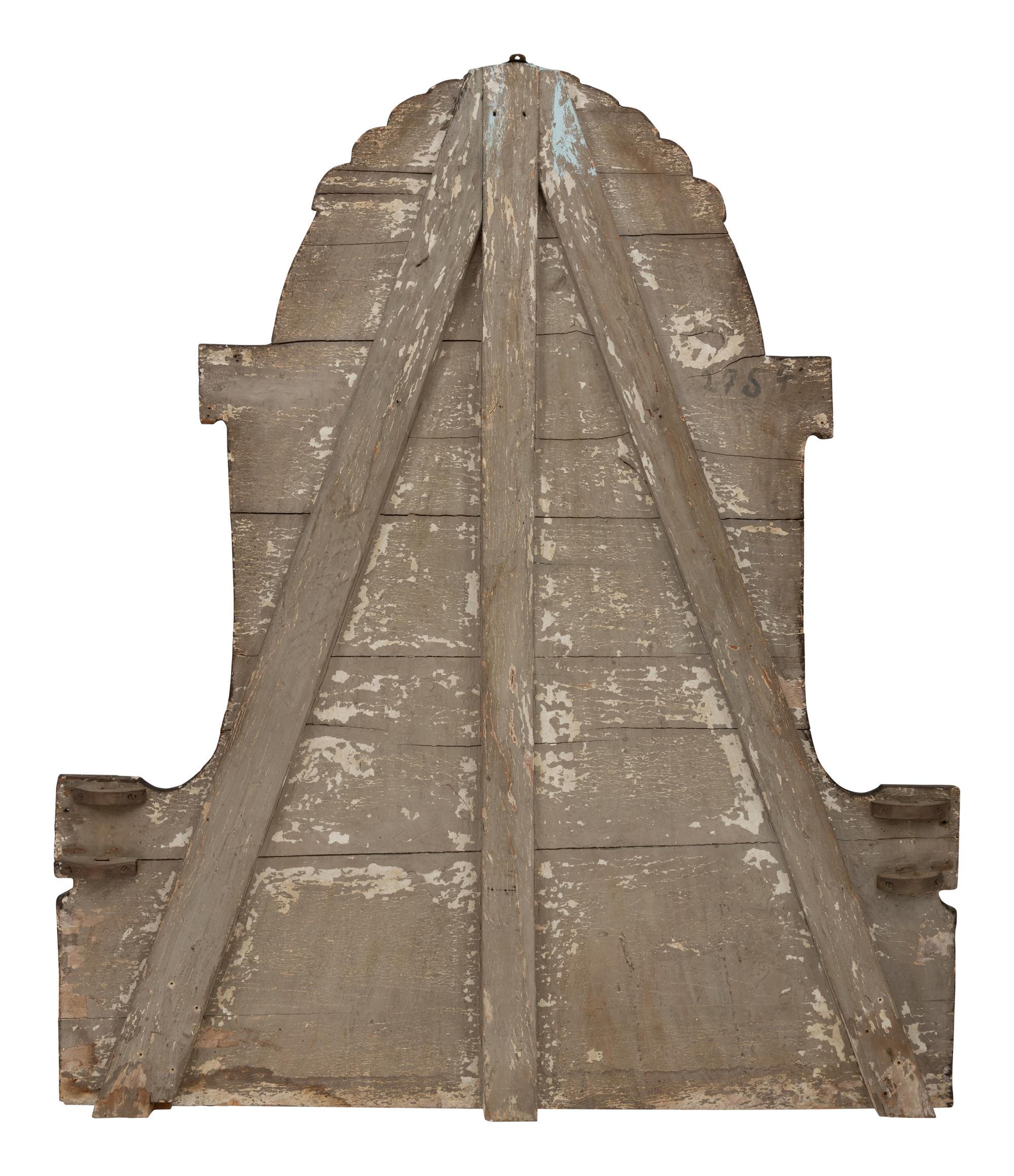 An Italian Polychrome Painted and Parcel-Gilt Headboard