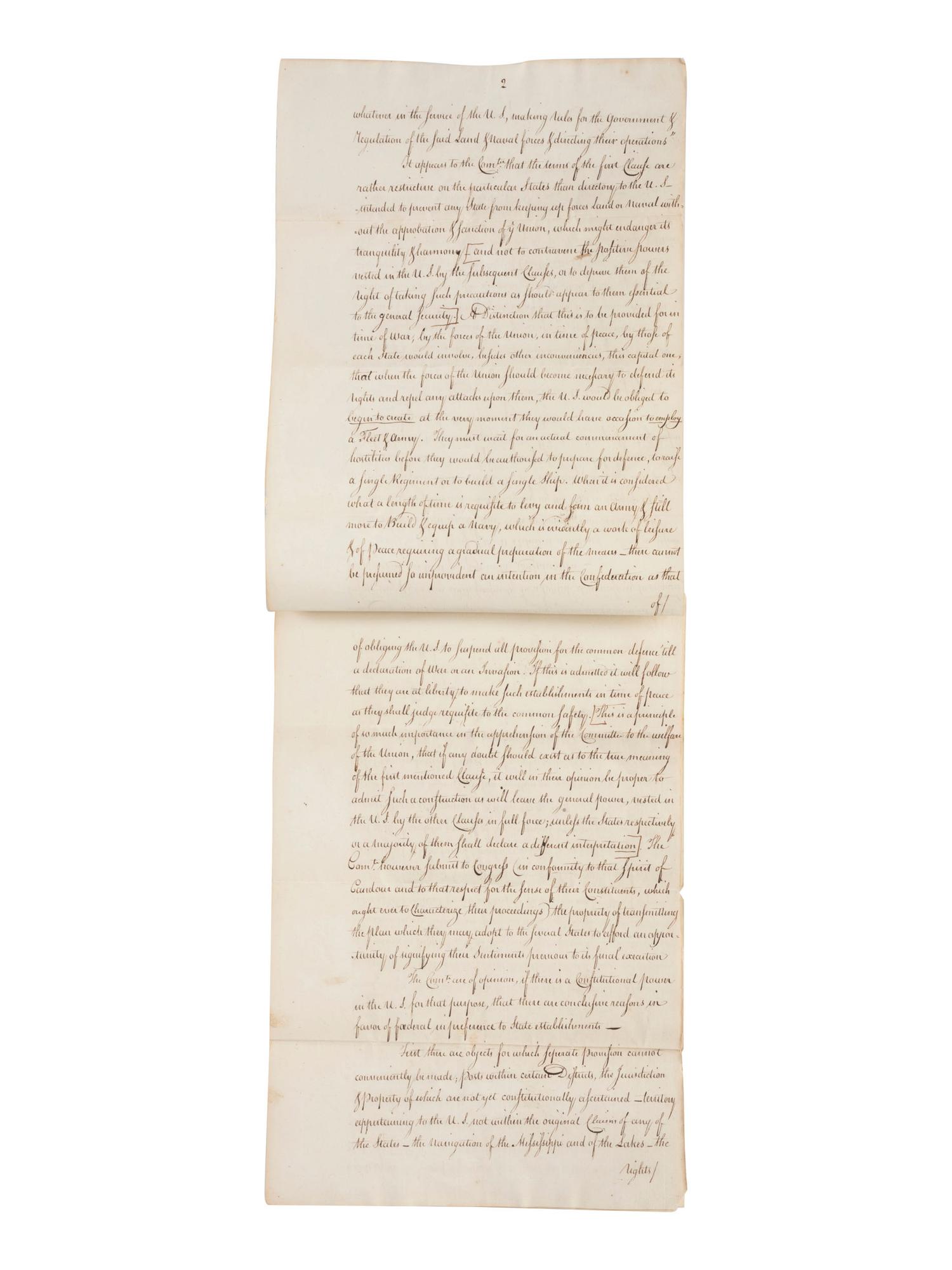 [CONTINENTAL CONGRESS] -- [HAMILTON, Alexander (1755-1804)]. [HOLTEN, Dr. Samuel (1738-1816).] Dr. Samuel Holten's personal copy of the Report of a Committee to the Continental Congress on a Military Peace Establishment, [1783].