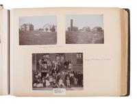 Exceptional album containing photographs of Pine Ridge Reservation and its surroundings, incl. Native American subjects, Indian schools, ceremonies, camp life, and Wounded Knee. Ca late 1890s-early 1900s.
