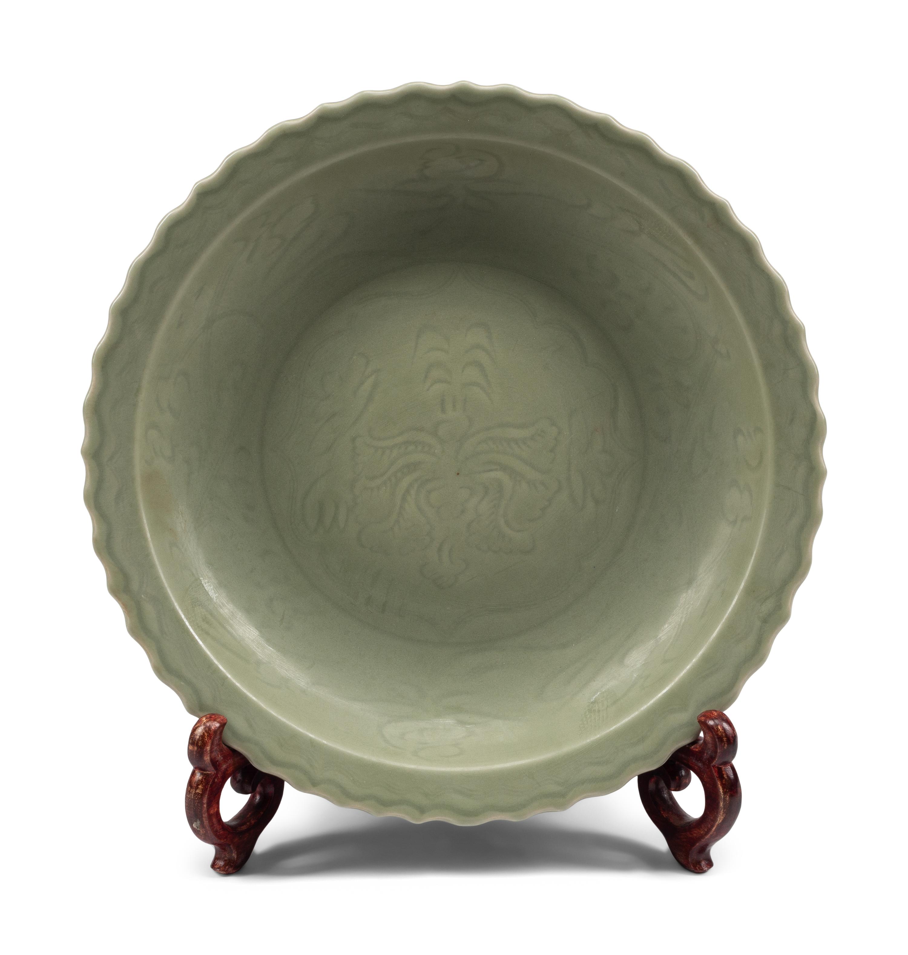 A Chinese Celadon Glazed Porcelain Charger