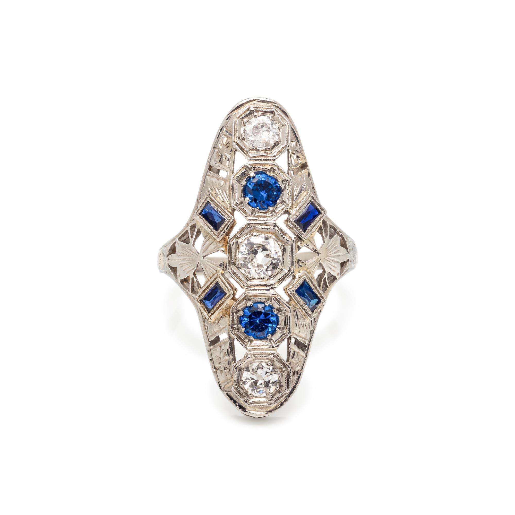 DIAMOND AND SYNTHETIC SAPPHIRE RING