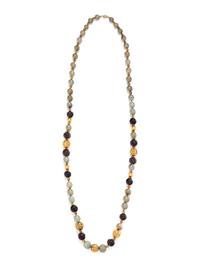 GEMSTONE AND YELLOW GOLD BEAD NECKLACE