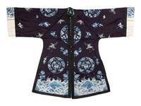 Two Black Ground Embroidered Silk Lady's Robes