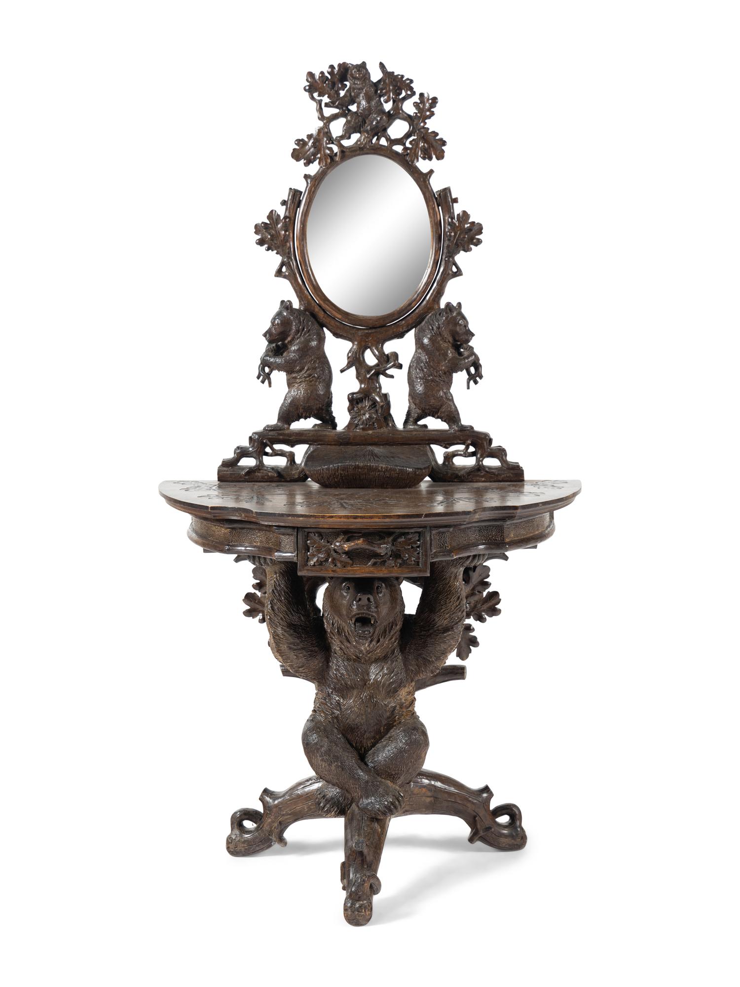 A Black Forest Carved Dressing Table
