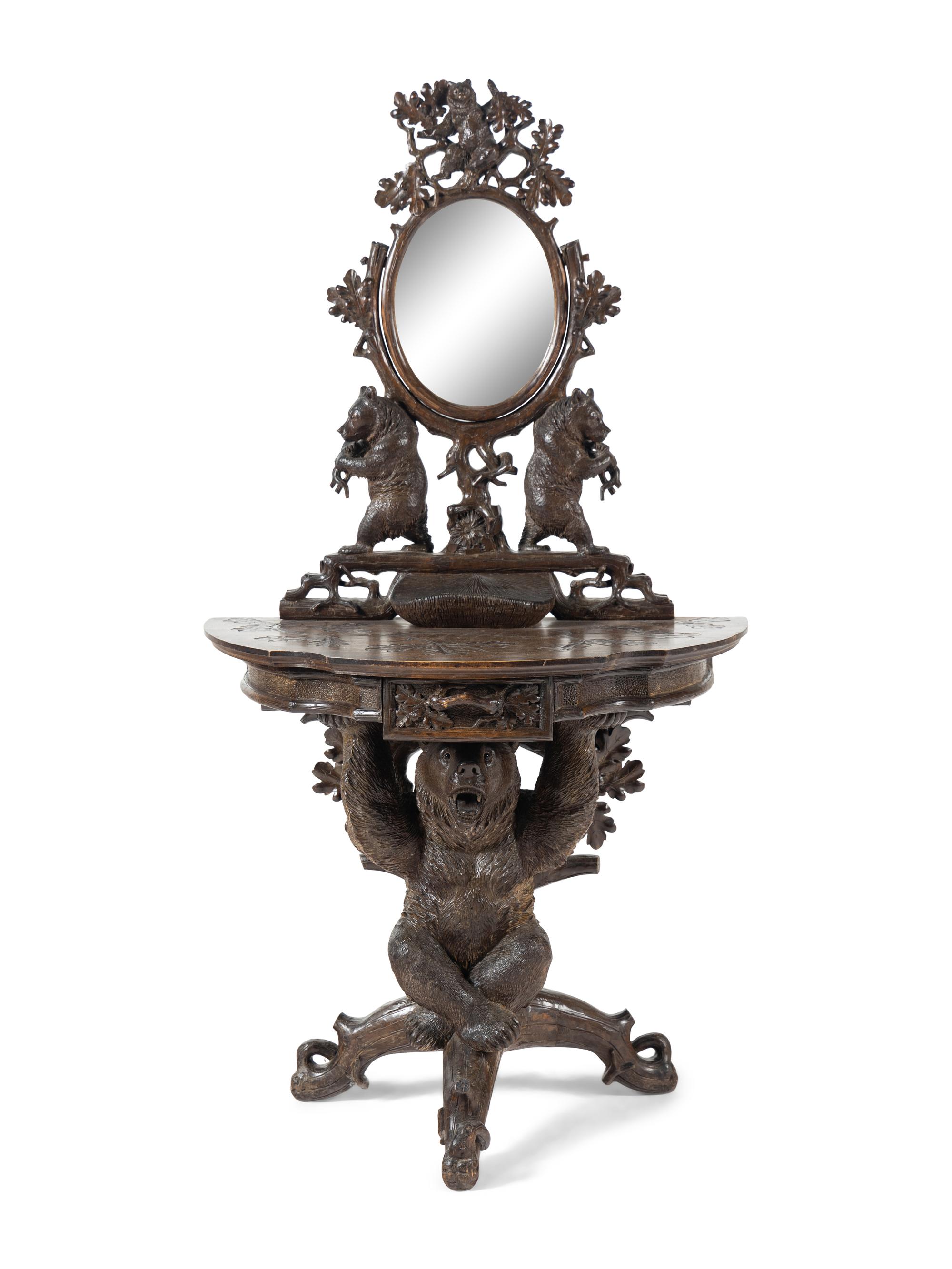 A Black Forest Carved Dressing Table