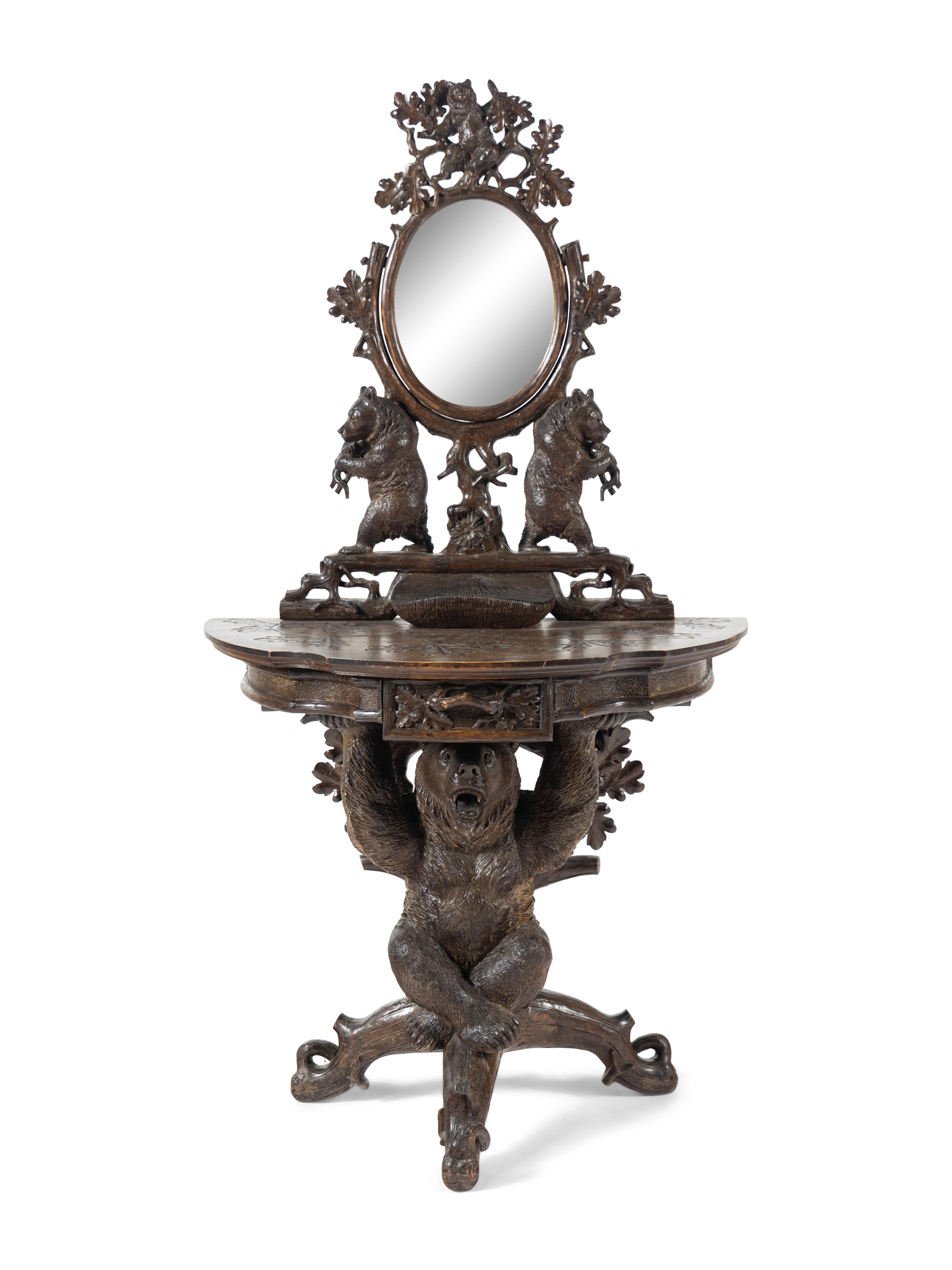 A Black Forest Carved Dressing Table