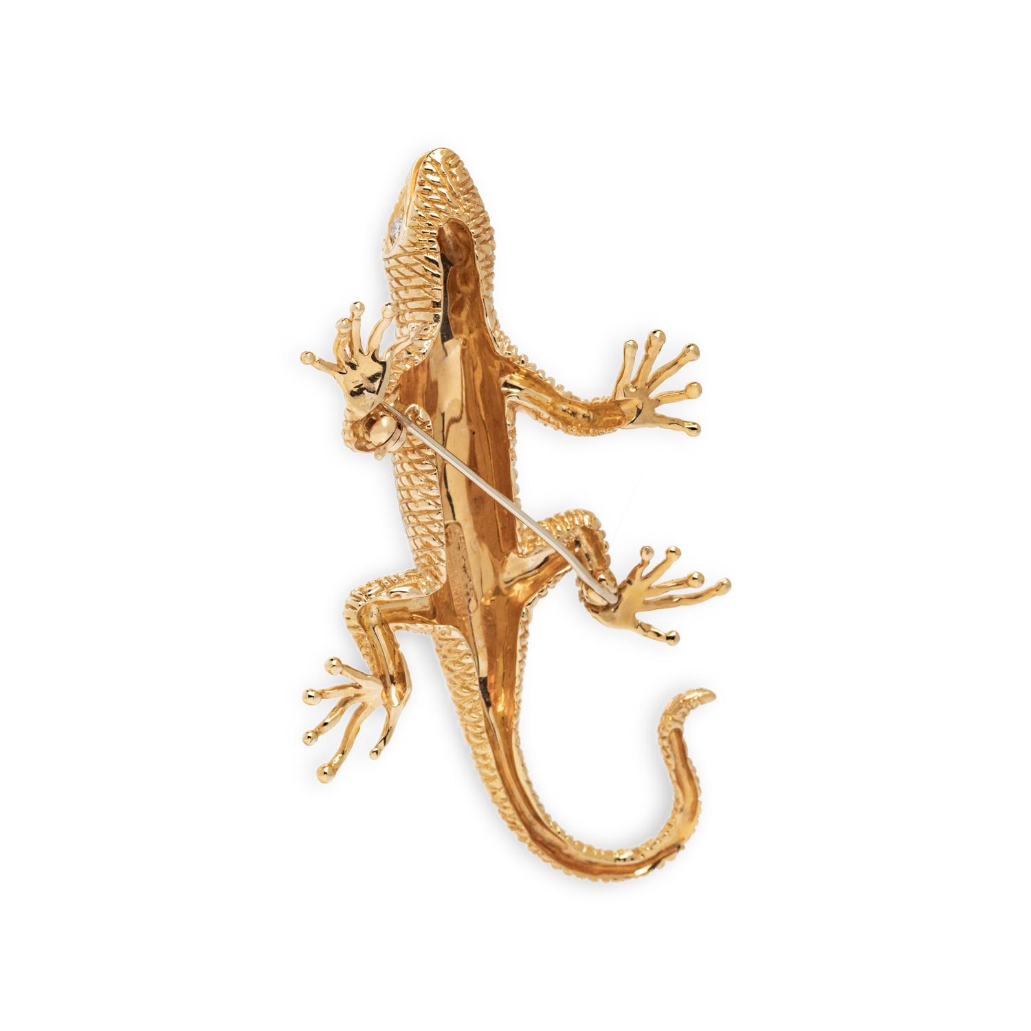 DANKNER, YELLOW GOLD LIZARD BROOCH