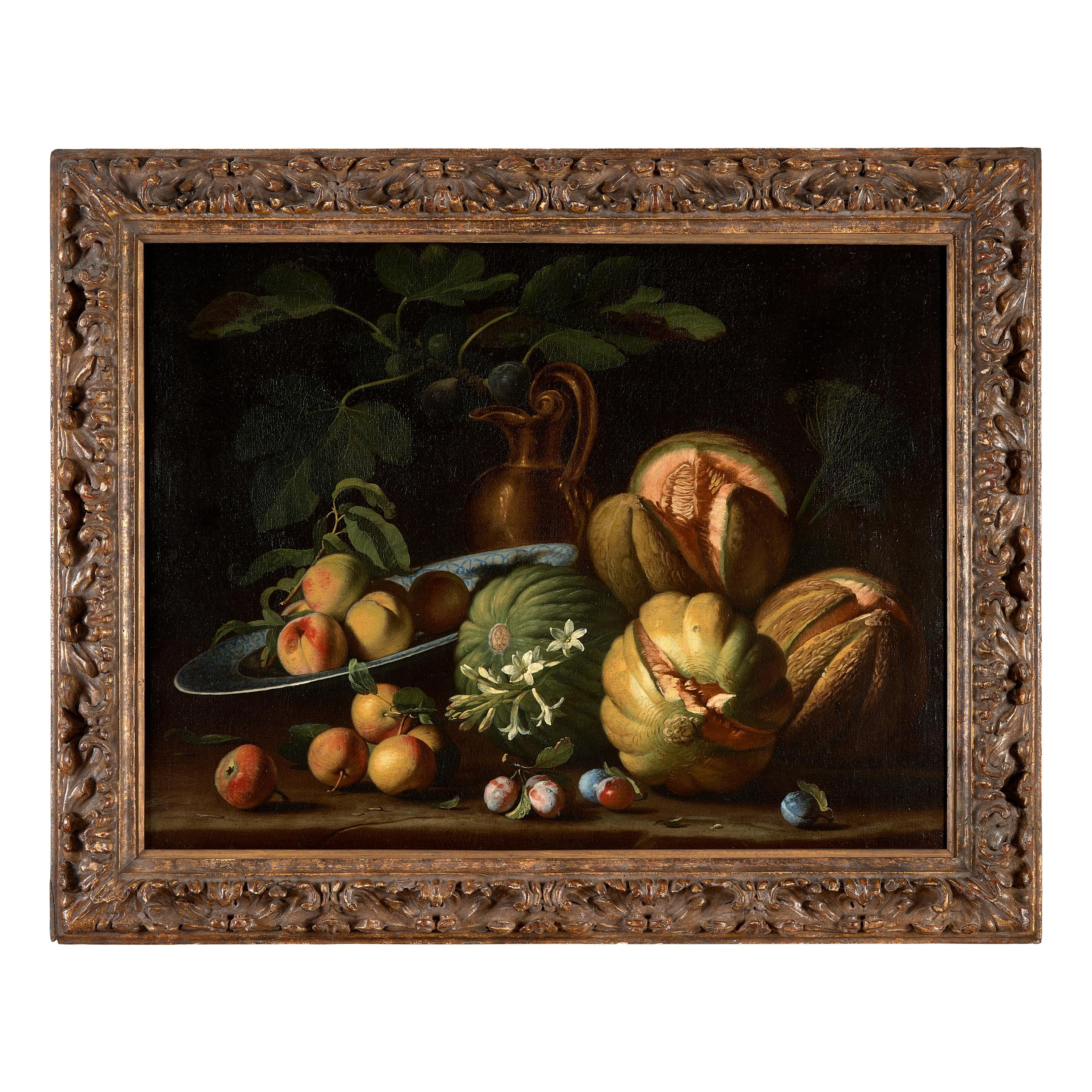 Attributed to Marc Antonio Rizzi (Italian, 1648-1723) — Still Life with Fruit and Flowers