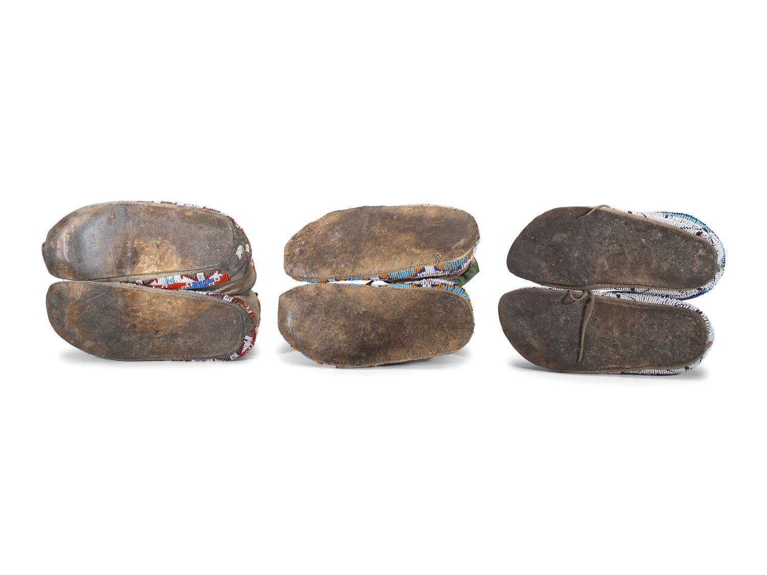 Northern Plains Beaded Hide Moccasins