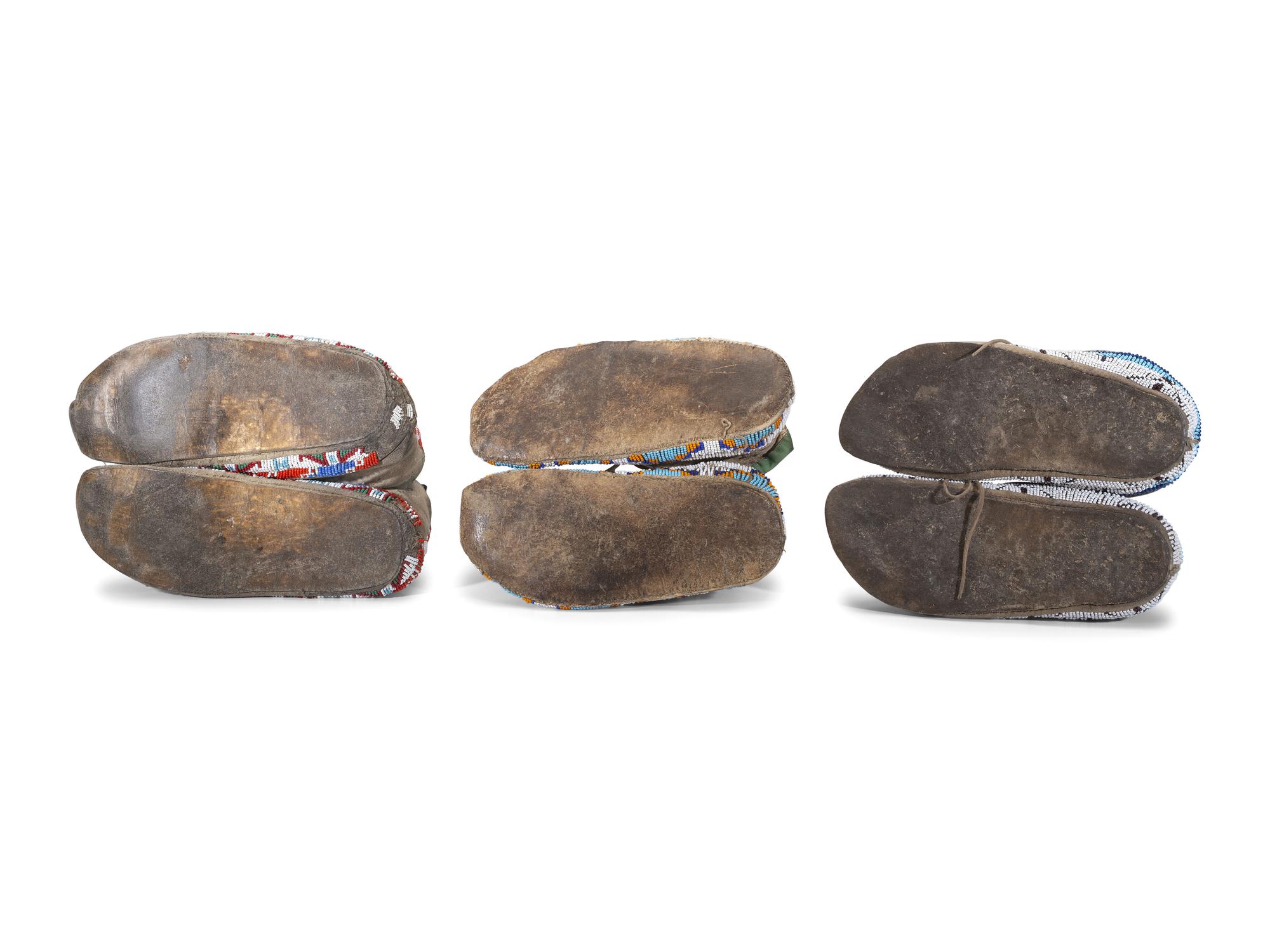 Northern Plains Beaded Hide Moccasins