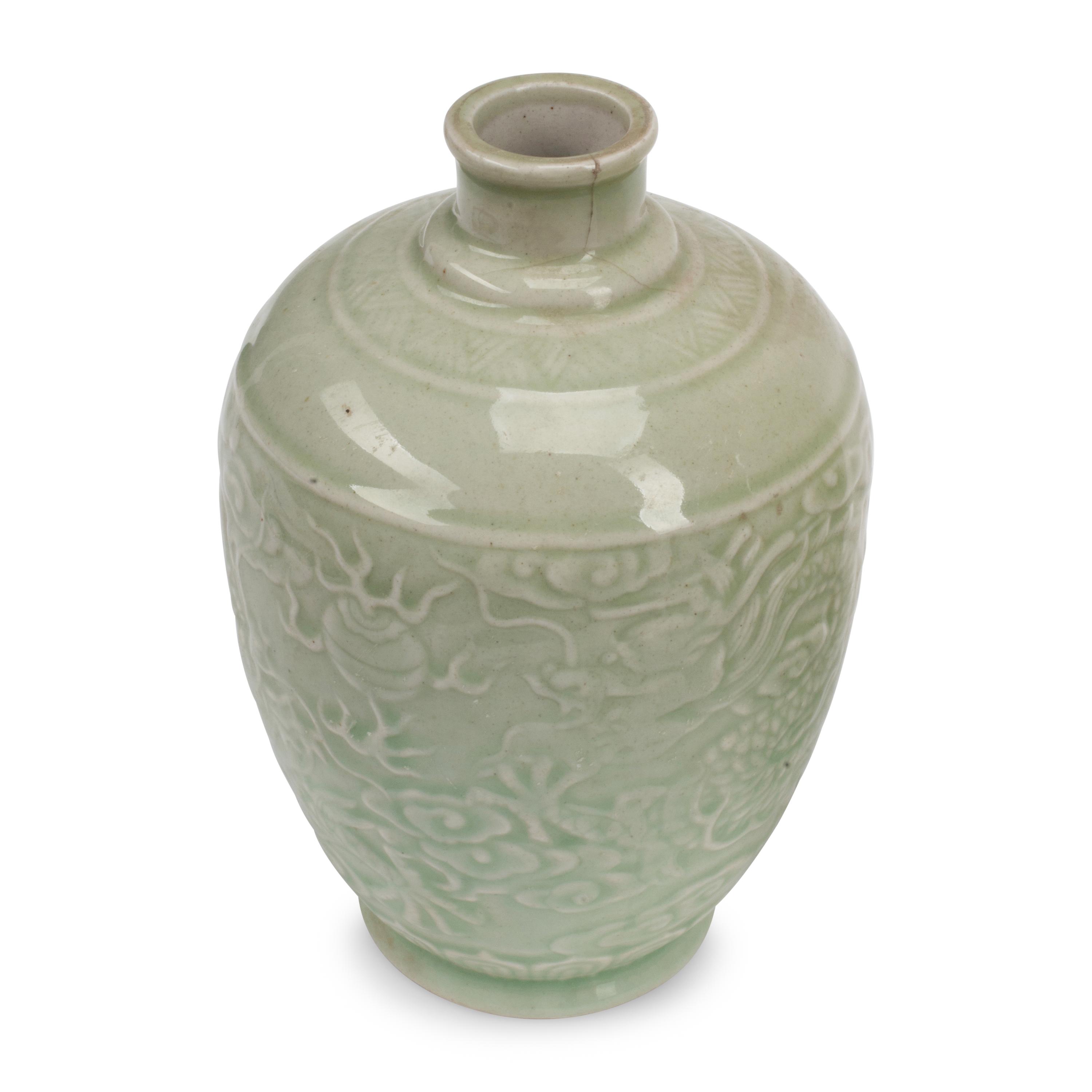 Five Chinese Celadon Glazed Porcelain Vases
