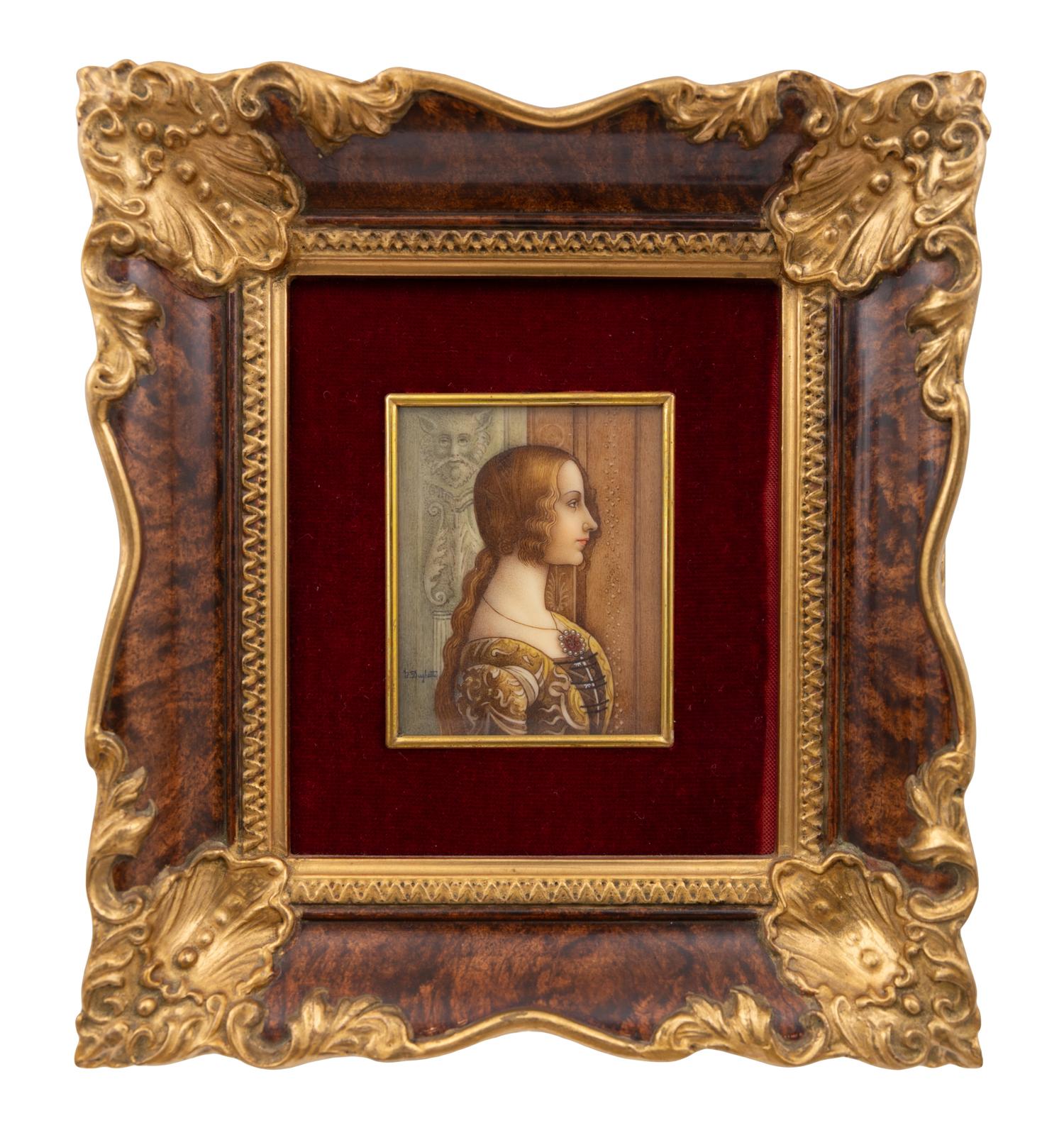 A Collection of Nine Framed Italian Miniature Portraits
