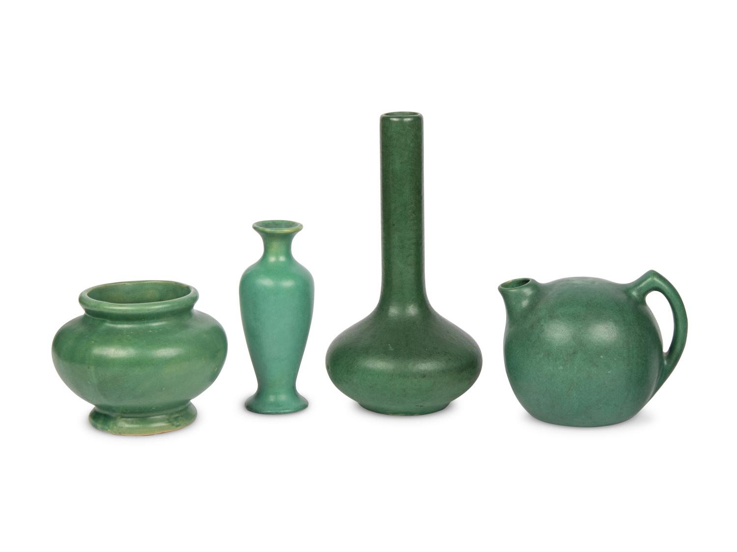A Group of Four Green-Glazed Ceramic Vessels
