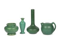 A Group of Four Green-Glazed Ceramic Vessels