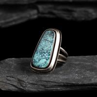 Victor Beck (Diné, 1941-2022) — Silver and Turquoise Men's Ring