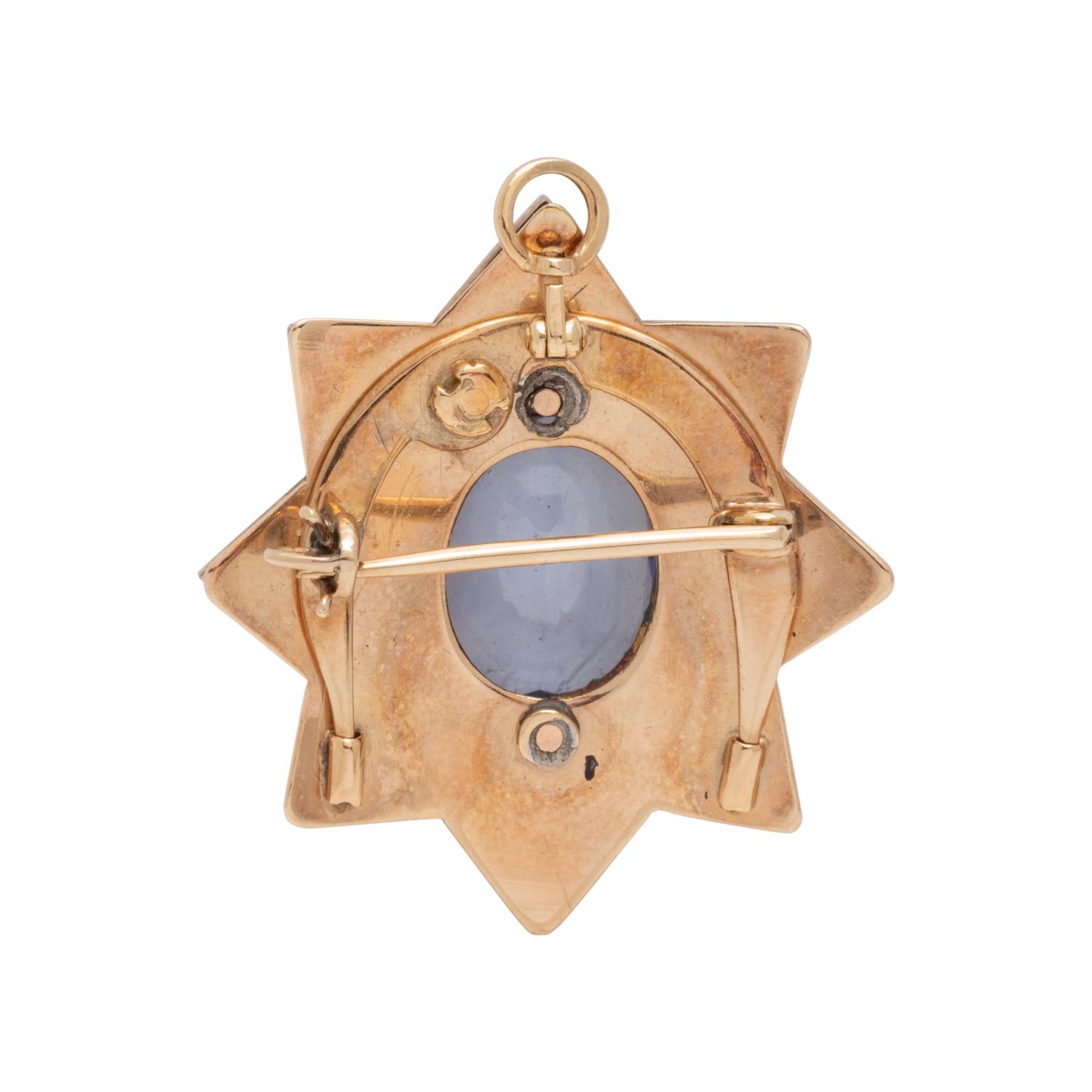 ANTIQUE, SAPPHIRE AND DIAMOND PENDANT/BROOCH