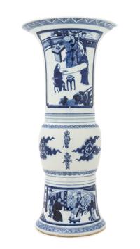 A Blue and White Porcelain Gu Vase Height 18 3/4 inches.