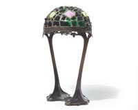 An Jugendstil cast bronze and chunk glass "jewel" table lamp, Hermann Eichberg, Berlin, Germany, circa 1900