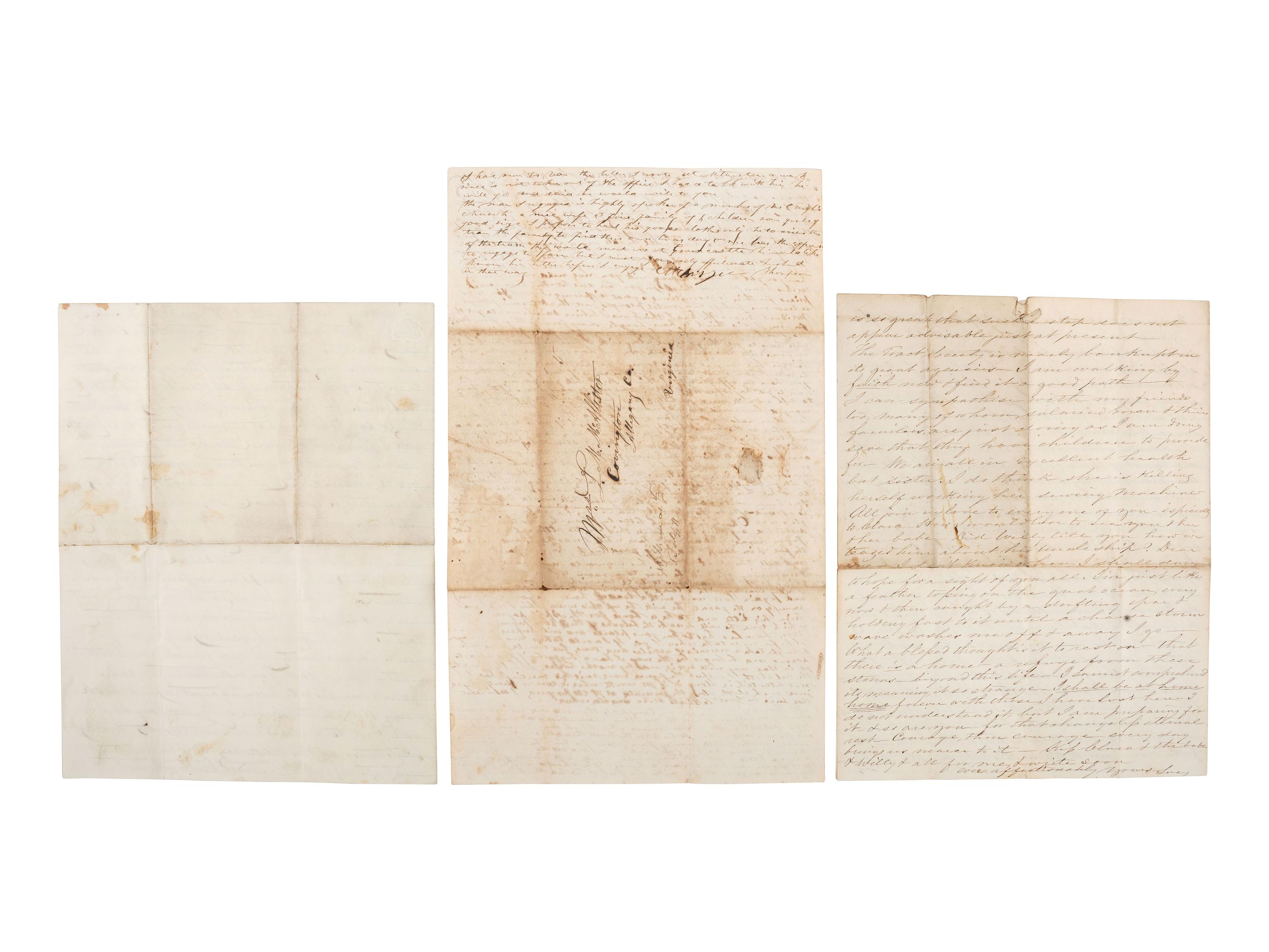 [CIVIL WAR] -- [RAILROAD]. The McAllister family archive, including papers of Captain Thompson McAllister, 27th Virginia Infantry, and his Union family members.