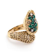 YELLOW GOLD, EMERALD AND DIAMOND RING