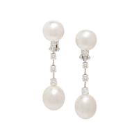 CULTURED PEARL, DIAMOND, AND WHITE GOLD EARRINGS
