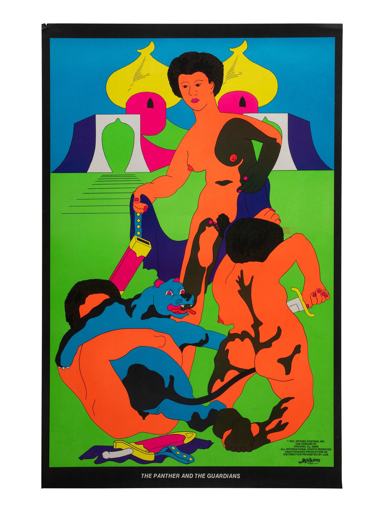 [BLACK POWER]. A group of 9 Black Power blacklight/Day-Glo posters, incl. velvet example.