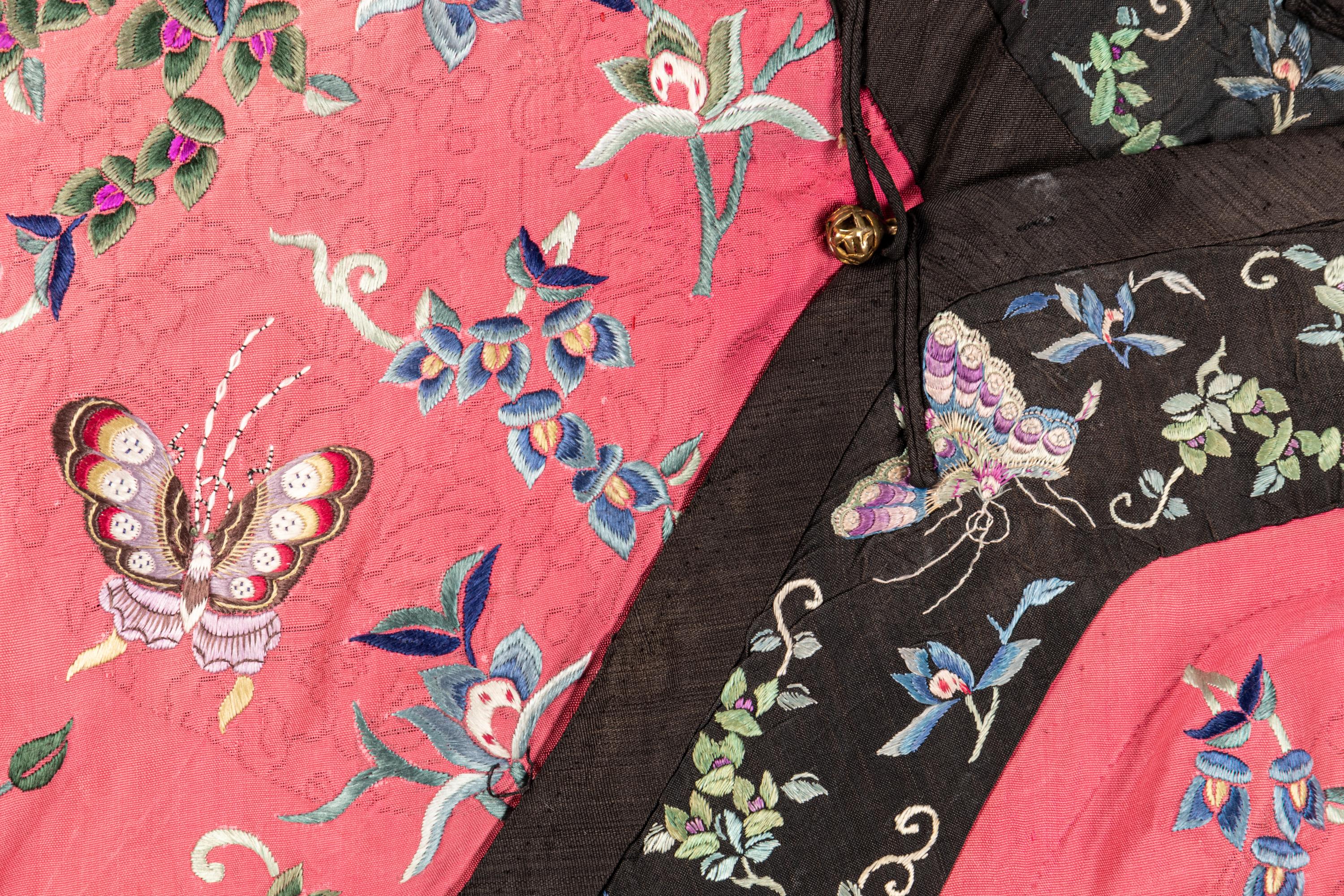 A Pink Ground Embroidered Silk Lady's Robe