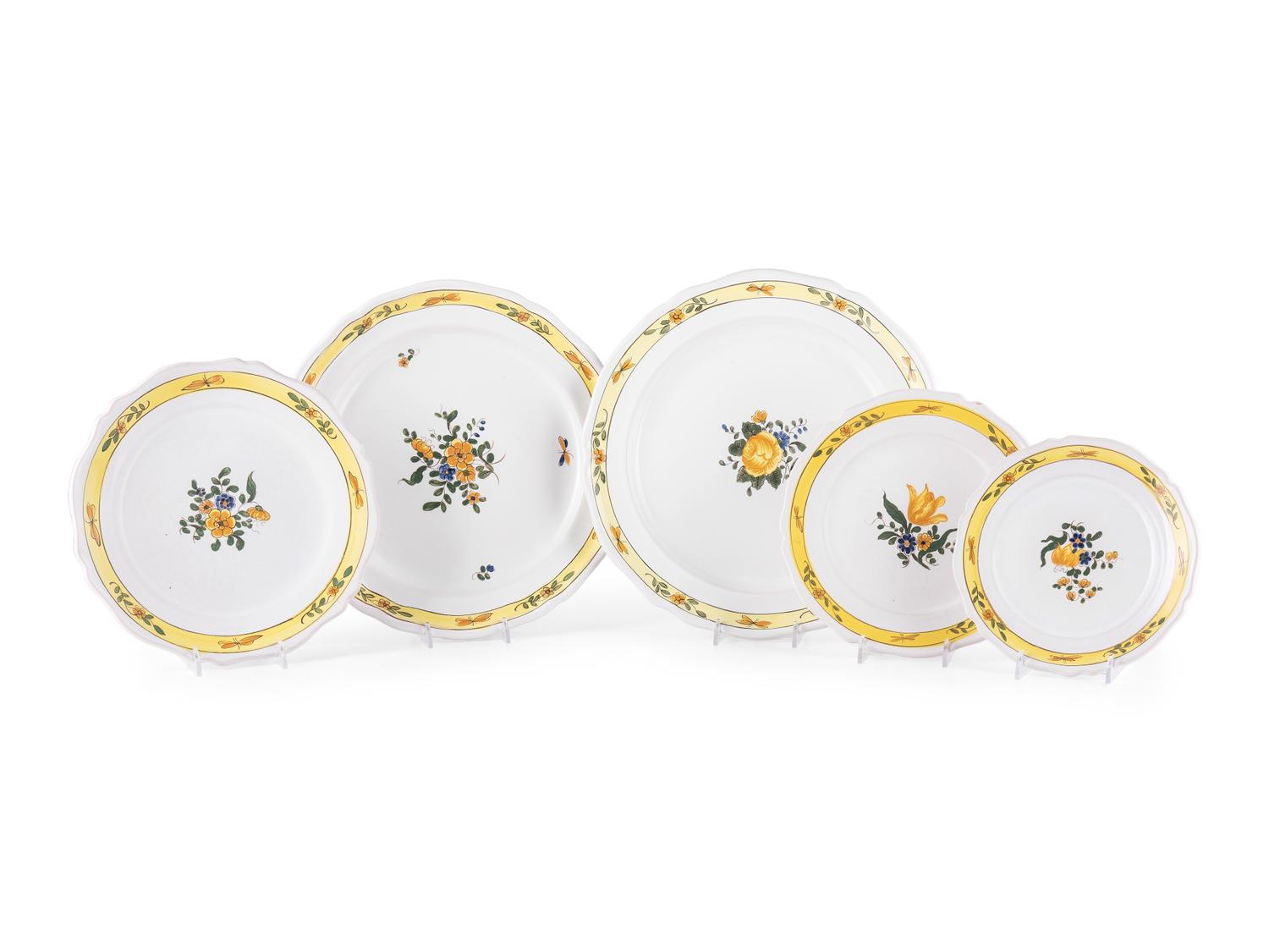 A French Hand Painted Faience Dinner Service